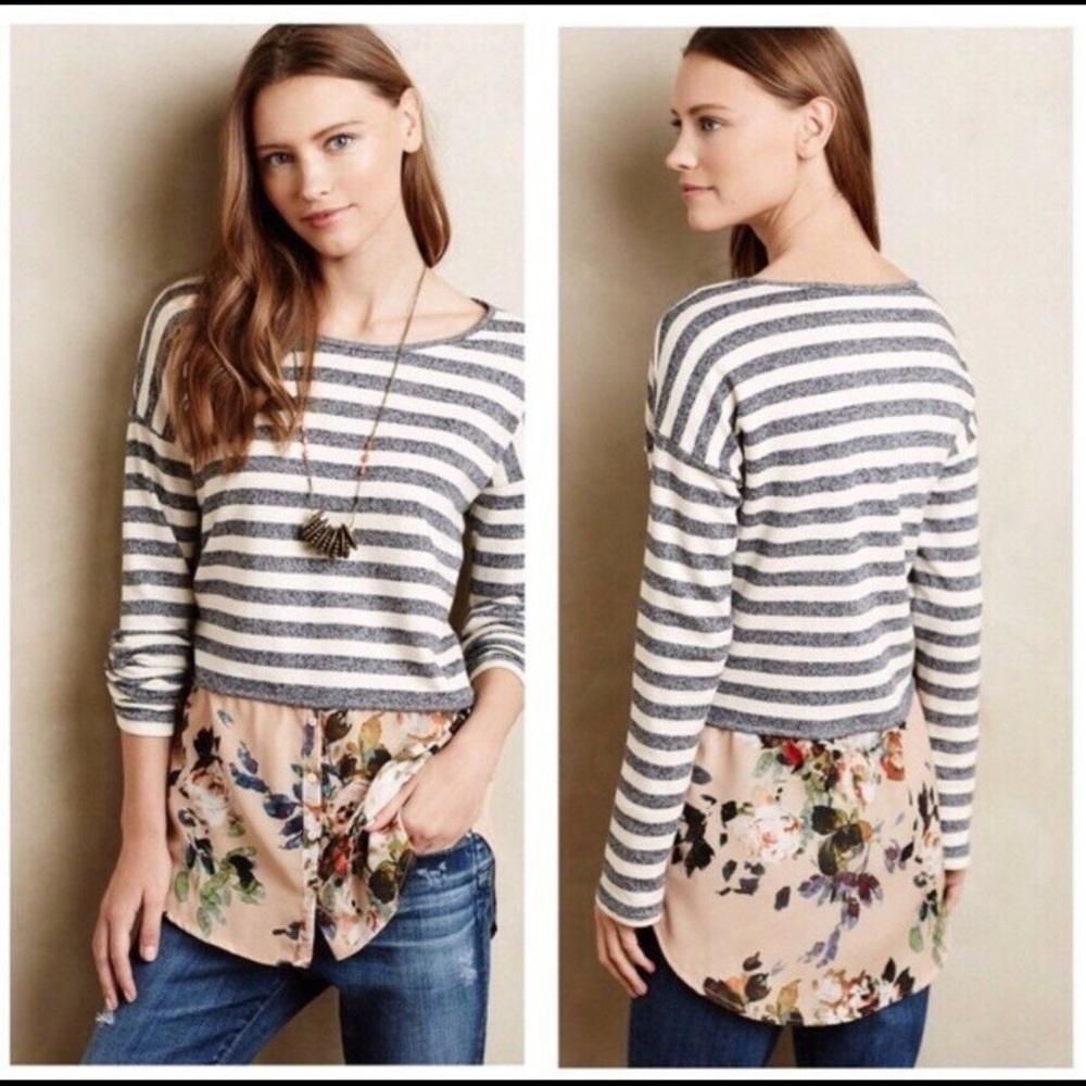 Anthropologie Postmark Layered striped sweater XL